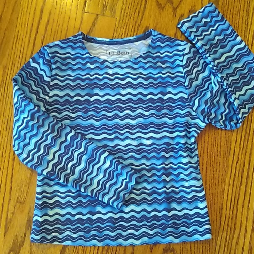 LL BEAN kids swim shirt rash guard Size 4